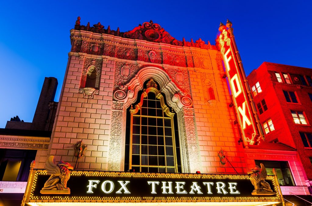 The historical Fox Theatre originally opened in 1929 as a move palace. Today it is hosts more than 150 live stage performances each year.